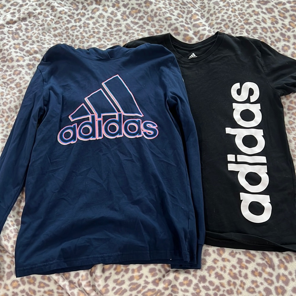 Two Adidas boys L shirts